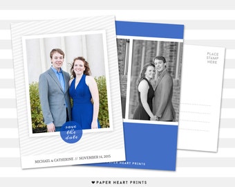 Save-the-Date Postcard, Custom Wedding Photo Card, Modern Save the Date Photo Card, Engagement Postcard - Catherine