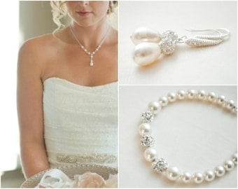 Bridal Jewelry SET, Wedding Necklace SET, Bridal Necklace and Earrings Set