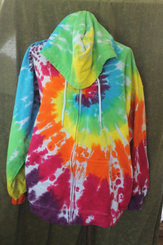 Tie Dye Rainbow Hoodie Xl Zip Up By Tiedyeandmore On Etsy 