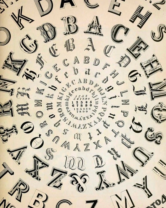 alphabet wheel oe 51 fine art print of an antique