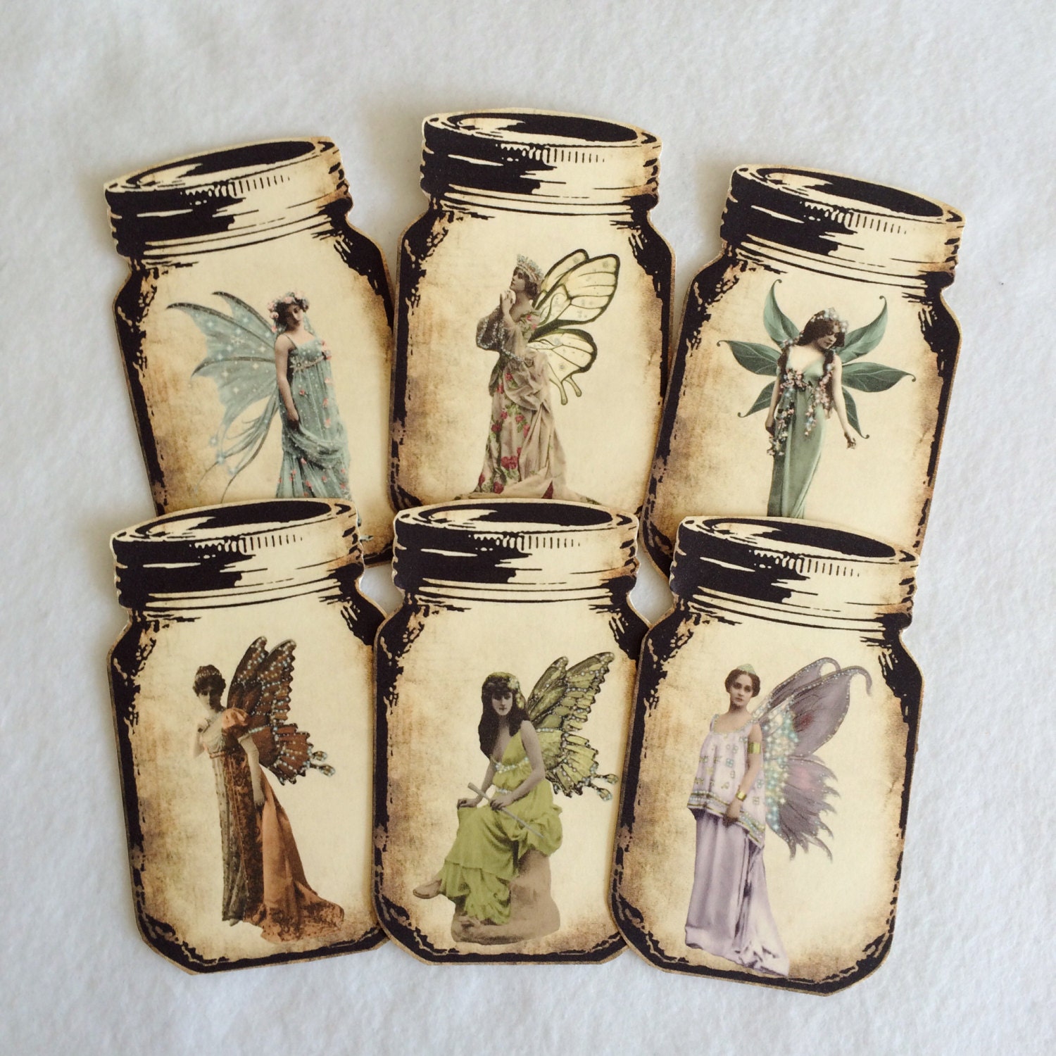 Captured Fairy Fairies Mason Jar Tags or Toppers for craft