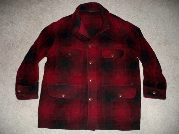 Vintage LL BEAN Made in USA Red Plaid Wool Hunting by Joeymest