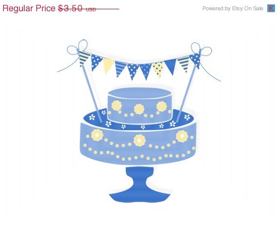 Spring SALE 50 % OFF PDF printable blue mini cake banner, cake decoration, birthday party printables ,Diy party supplies, instant download Il_570xn