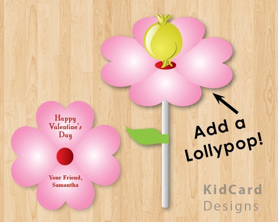 Items similar to Printable Valentines Candy Lollypop Pink Flower
