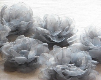 Grey hair flower 3 inch hair flower Grey hair clip Grey bridal hair flower 4 inch grey flower Grey bridal Bridesmaids grey gift Grey wedding