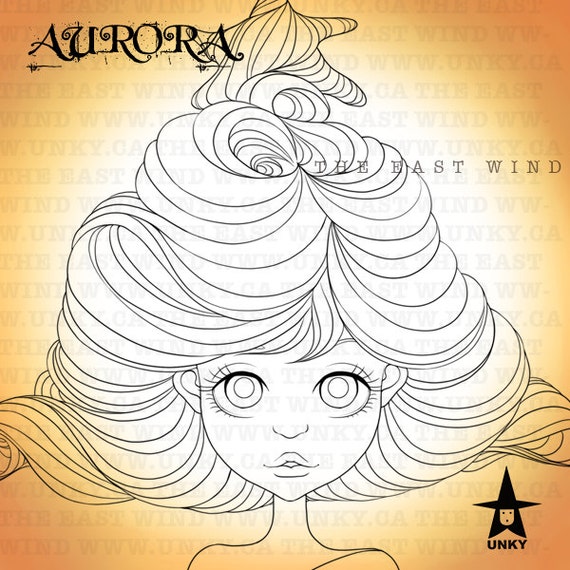 Digital stamp- AURORA ' Hair Tree' - 300 dpi 4 JPEG/PNG files - MAC0122