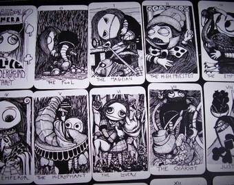 BAMBOLANERALICE UNDERGROUND Tarot -available- 22 big Arcana Major Tarot Deck - B/W - plasticized- limited edition 50 decks by Layla