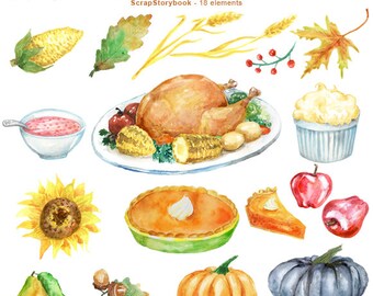 Watercolor Thanksgiving Day Clipart Watercolor Thanksgiving Day Clipart