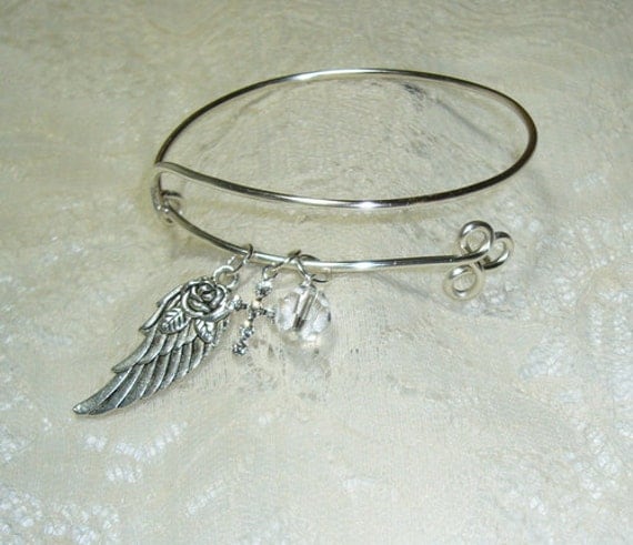 for Charm Angel swarovski charm Wing, Bracelet, Swarovski bracelet and  Cross cross Crystal