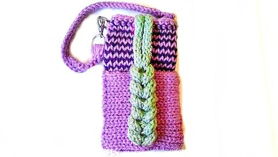 Cell phone case - Front Pocket Cell phone Wristlet- Purple Striped ...