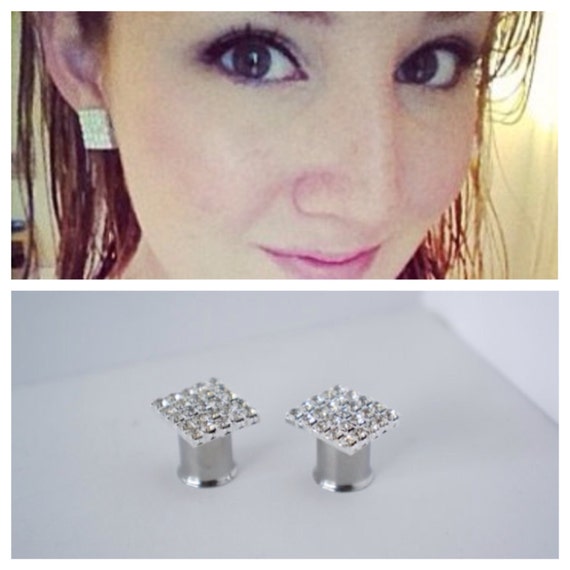 Diamond Gauges Plugs Rhinestone 0g 8mm 00g 10mm 7/16 by EdgySister