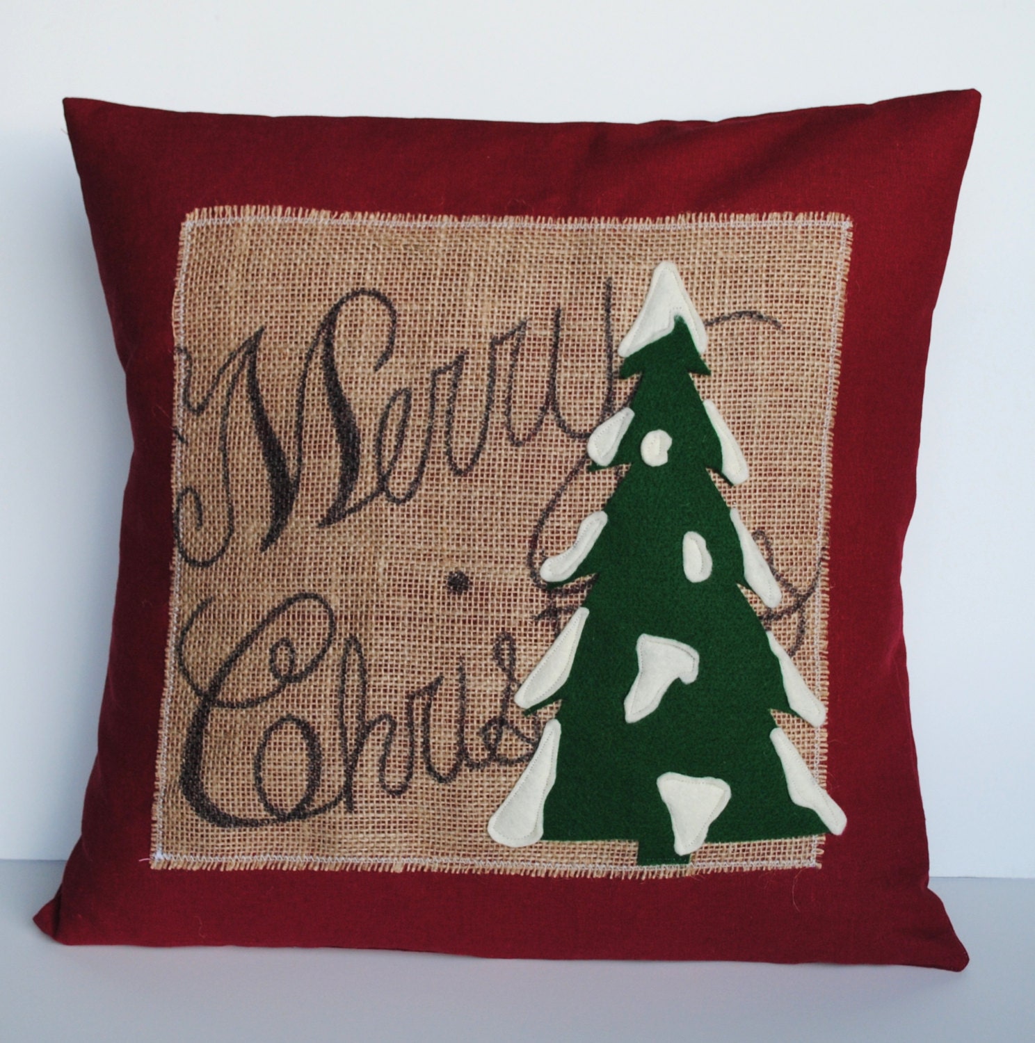 One 'Merry Christmas' tree Pillow cover by ...