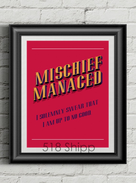 Harry Potter Mischief Managed Inspirational Quote Wall Decor Typography Print Motivational Poster