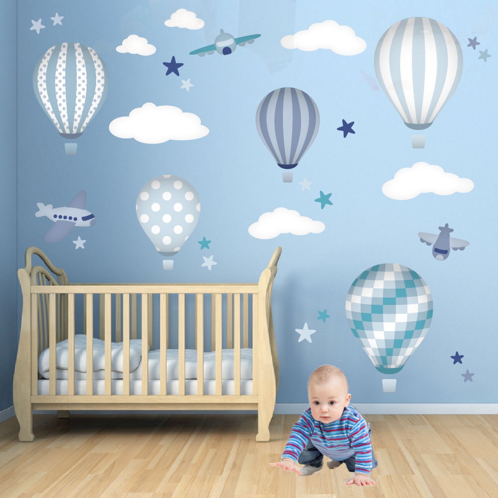  Baby  boys wall  stickers  Hot Air Balloon Wall  Decals  feat 