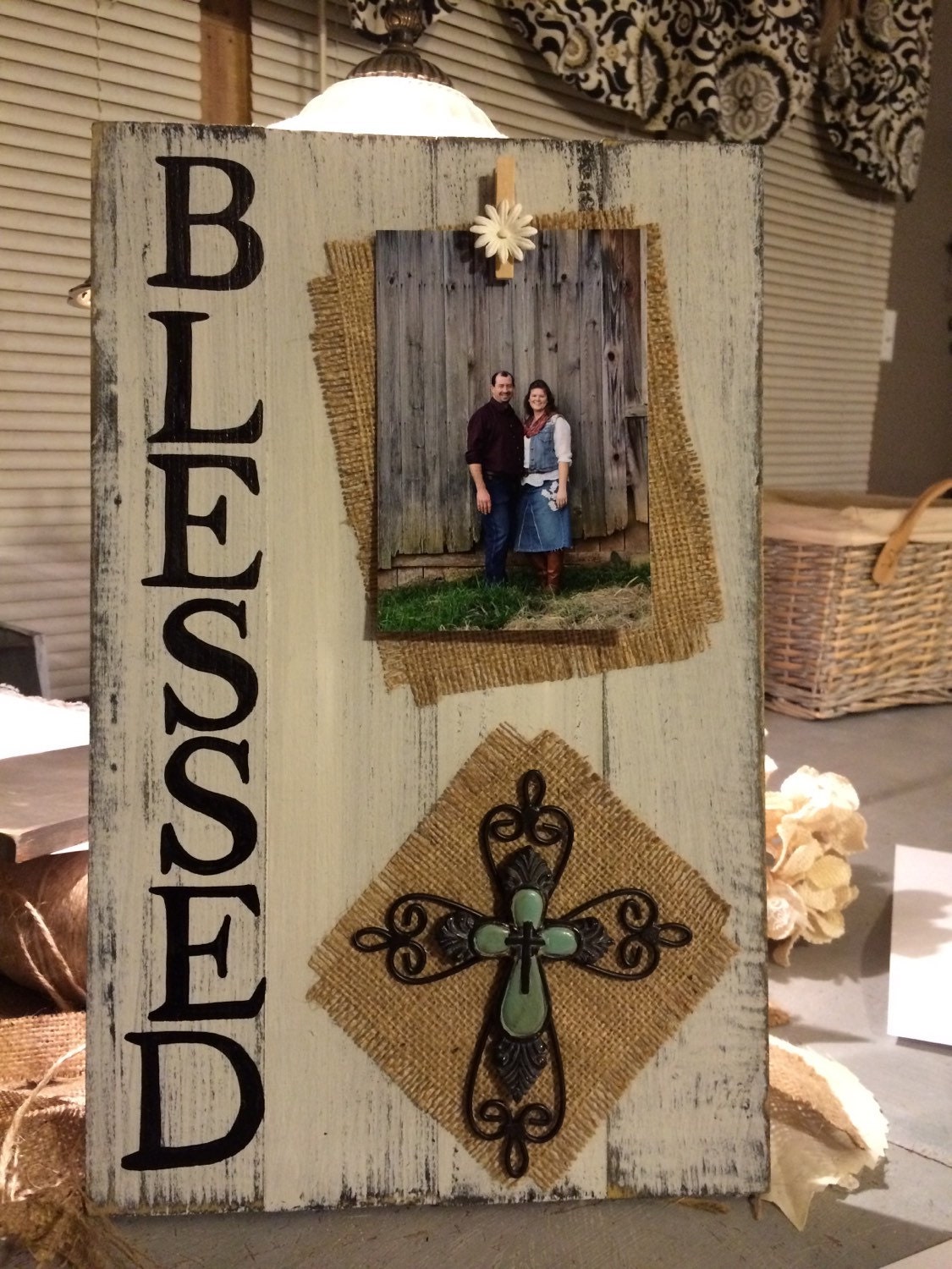 Download BLESSED handpainted burlap pallet board/repurposed barnwood