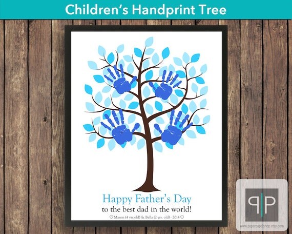 Father's Day Handprint Tree, Family Tree, Gift for Dad, Children's Handprint Tree, Gift for Grandfather, Gift for Family, Father, Dad, Uncle Il_570xn