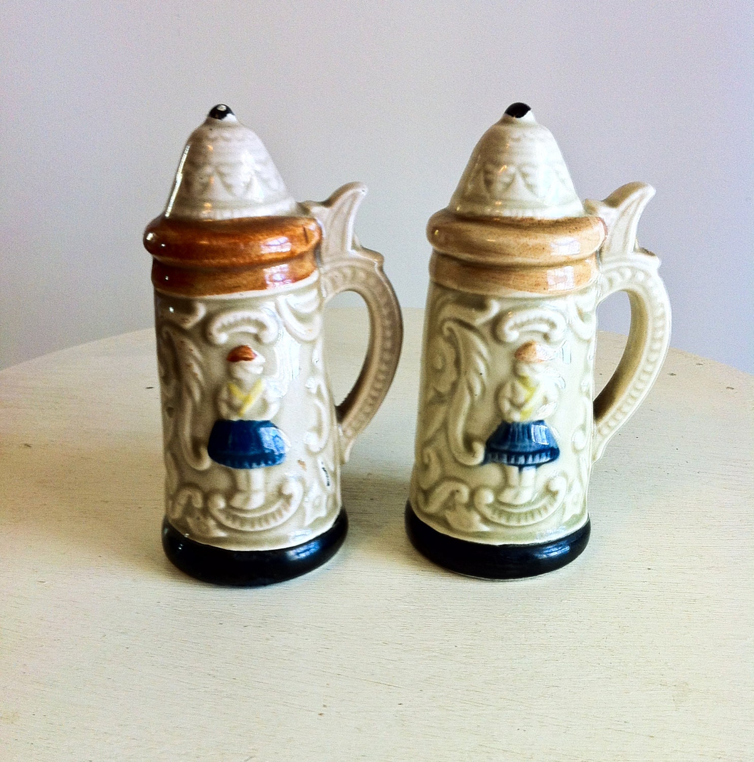 Vintage Salt and Pepper Shakers German Beer Stein