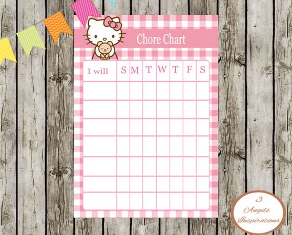 Items similar to Hello Kitty Chore Chart, Print your own chart. on Etsy