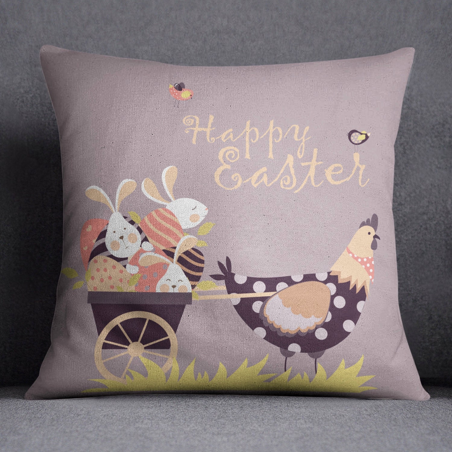 Easter Pillow Easter Decorations Fun Printed Easter by InkandRags