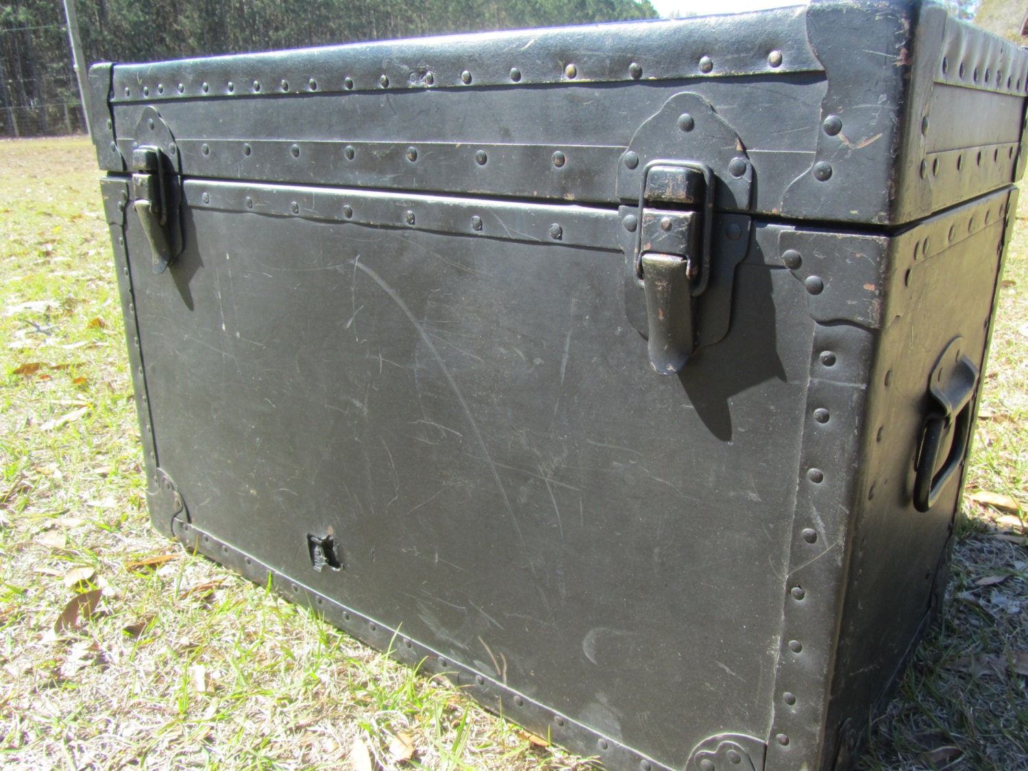 Vintage Metal Trunk Military Film Trunk Container Military
