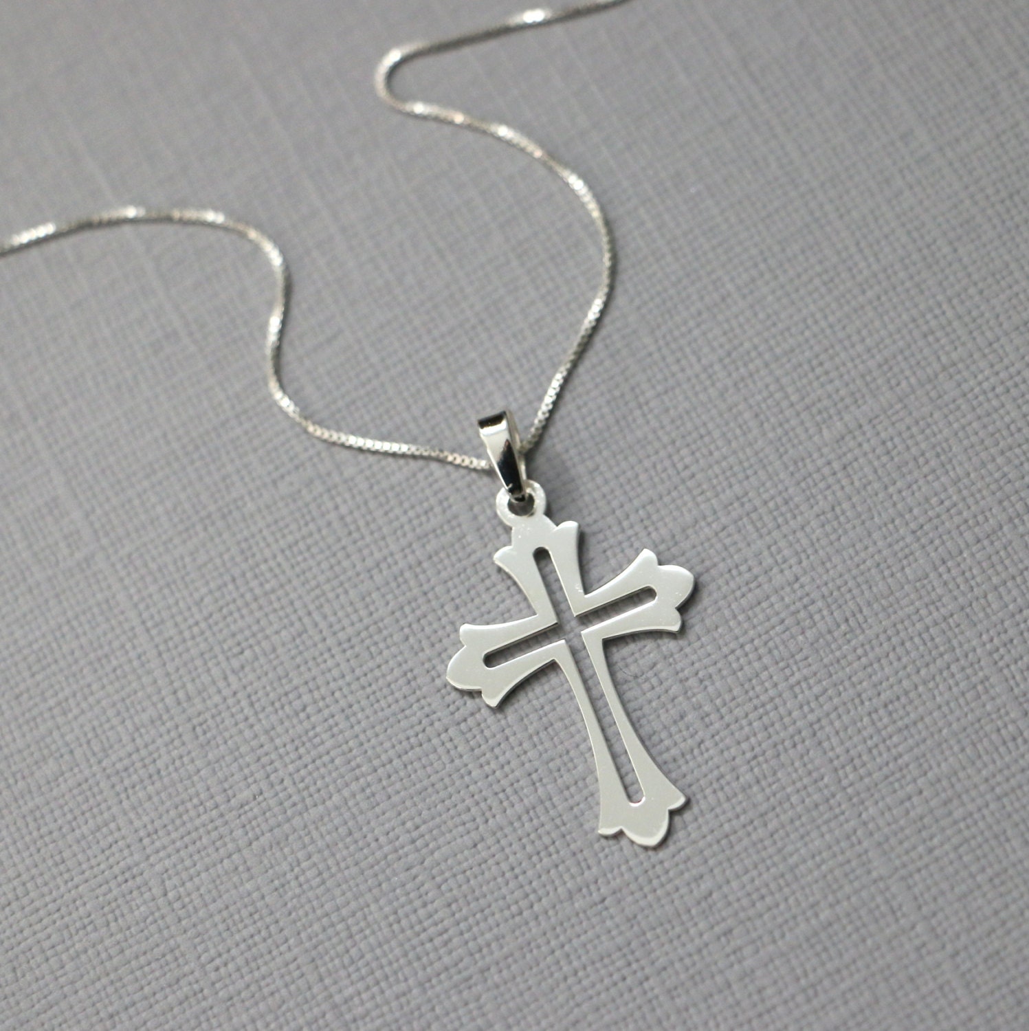 Sterling Silver Cross Necklace By Elleaccents On Etsy 0892