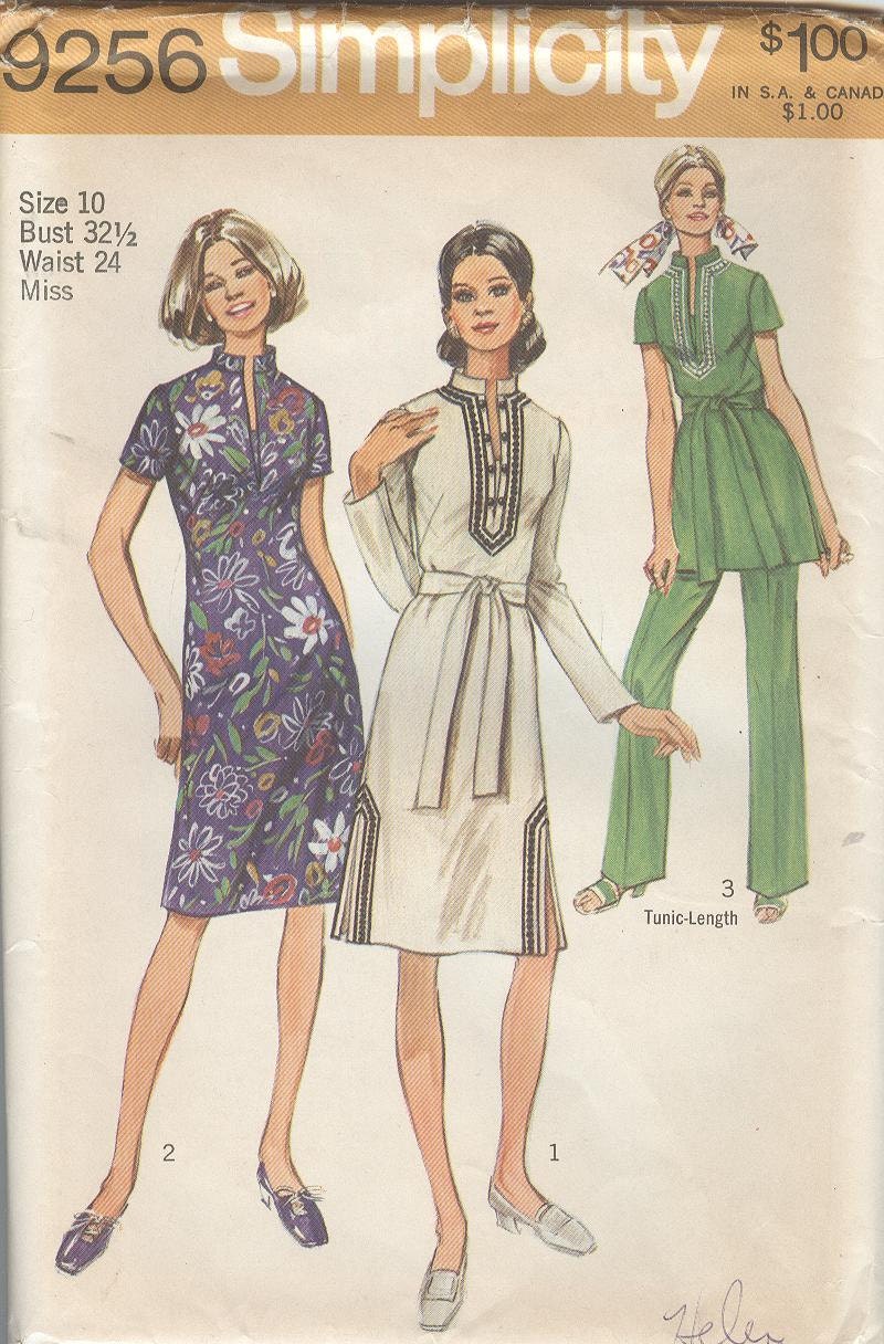 1970s Dress Pattern Simplicity 9256 Vintage Sewing Patterns