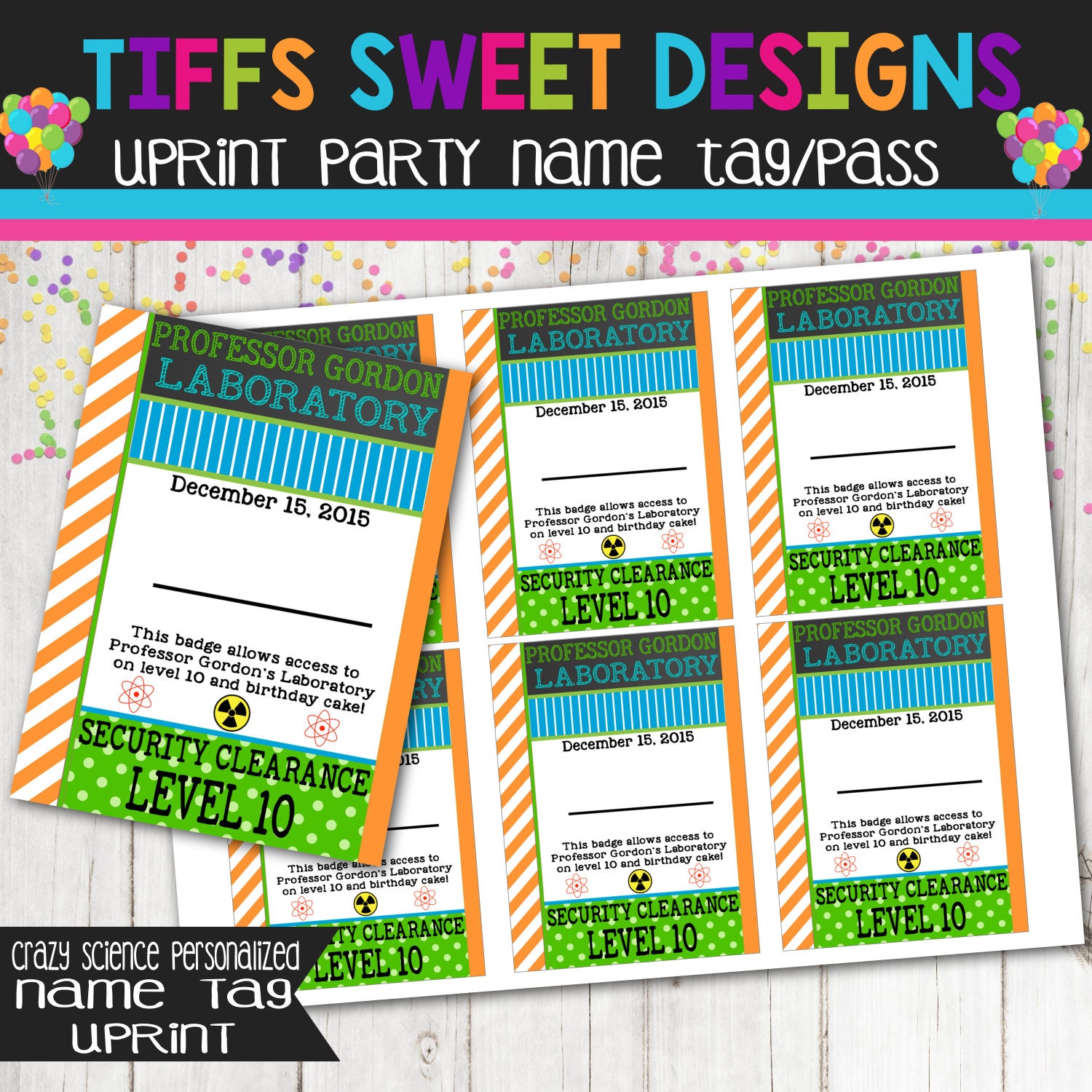 Crazy Boy Scientist Party Science Party Name Tag Party