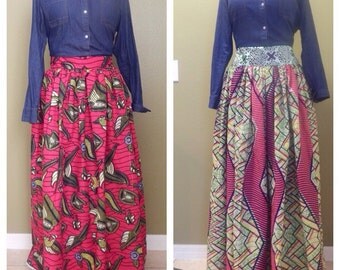 PLUS SIZE African clothing, Skirt, "Ella" African Print Skirt