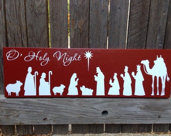 Christmas Decor Holiday Decor Mantle Decor Christmas Mantle Christmas Decoration Nativity Scene Christmas Sign Holiday Decoration Wood Sign