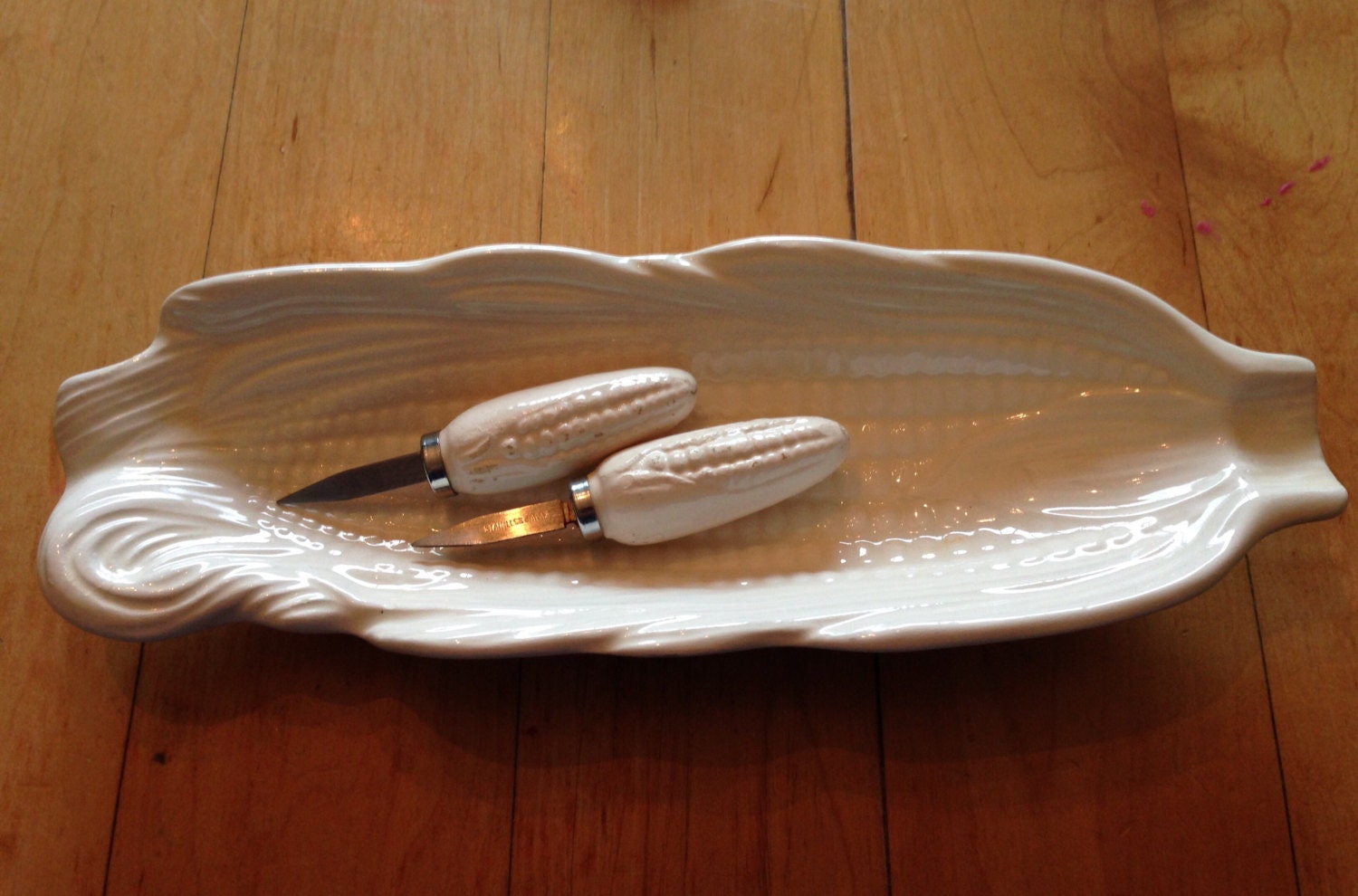 Vintage Corn on the Cob Ceramic Plates With Corn Holders Set of 4 Haute Juice