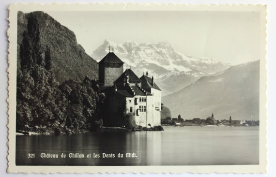 Switzerland, Vintage Postcard, Château de Chillon, 1950