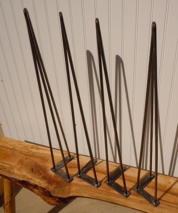 28" 3Rod Hairpin Table Legs, MidCentury Reproductions (set of 4) 3/8