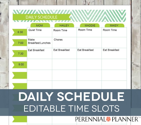 homeschool daily schedule template editable