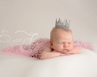 Silver Lace Princess Crown Newborn Photo Prop Maternity Photo Prop Tiny Lace Crown