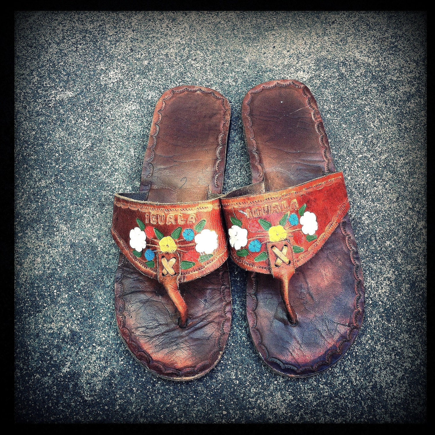 mexican tooled leather sandals