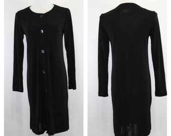Vintage 90s Clothing Black Duster Grunge Long Jacket Button Down ...