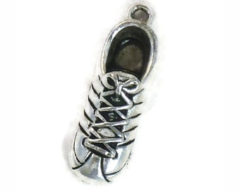 4 Silver Running Shoe Charm Pendant 28x9mm by TIJC SP0475