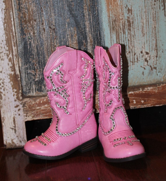 Girl's blinged pink cowgirl boots size by AddictedToShoeGlam