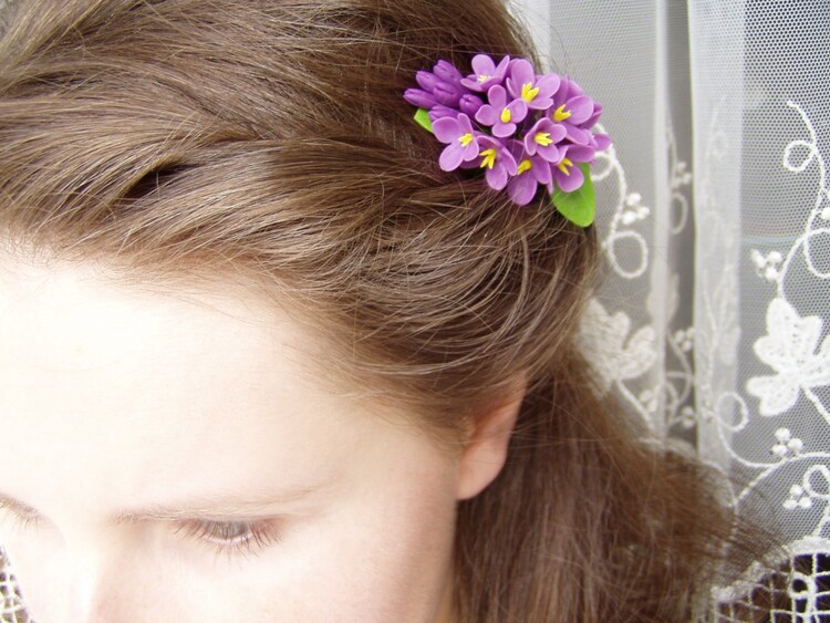 Flower hair clip violet lilac Prom hair flower Hair by DecorUA