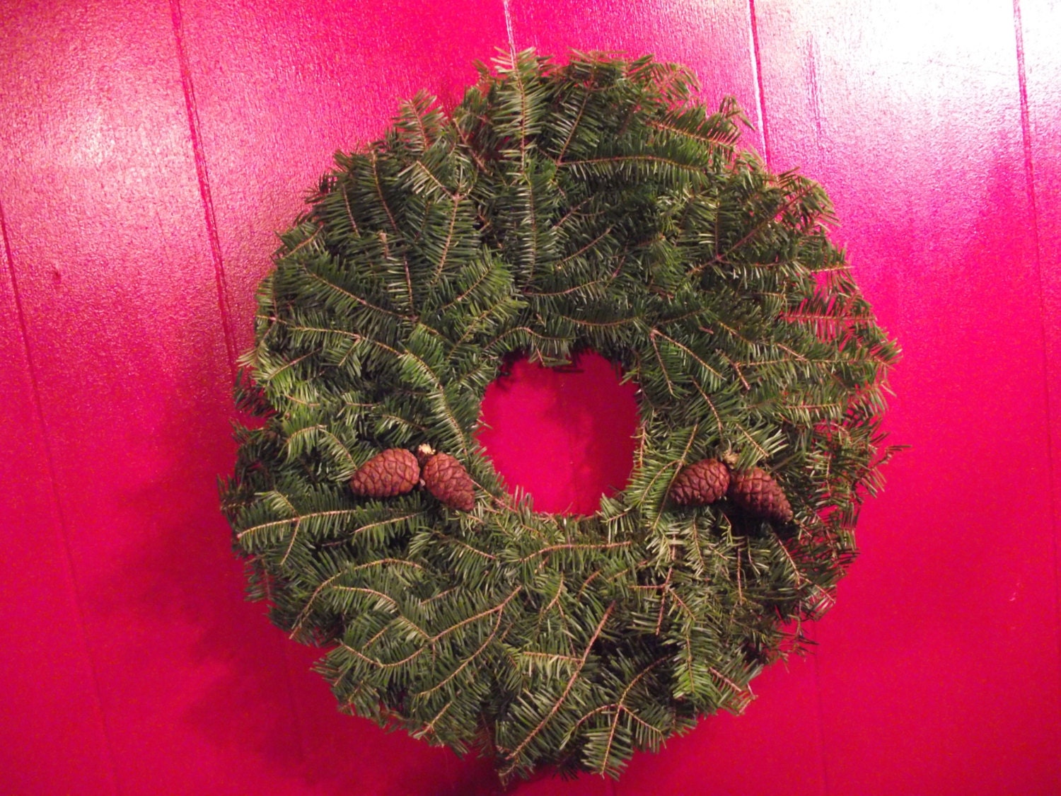 Hand tied Michigan Wreath evergreen real balsam and pine cones