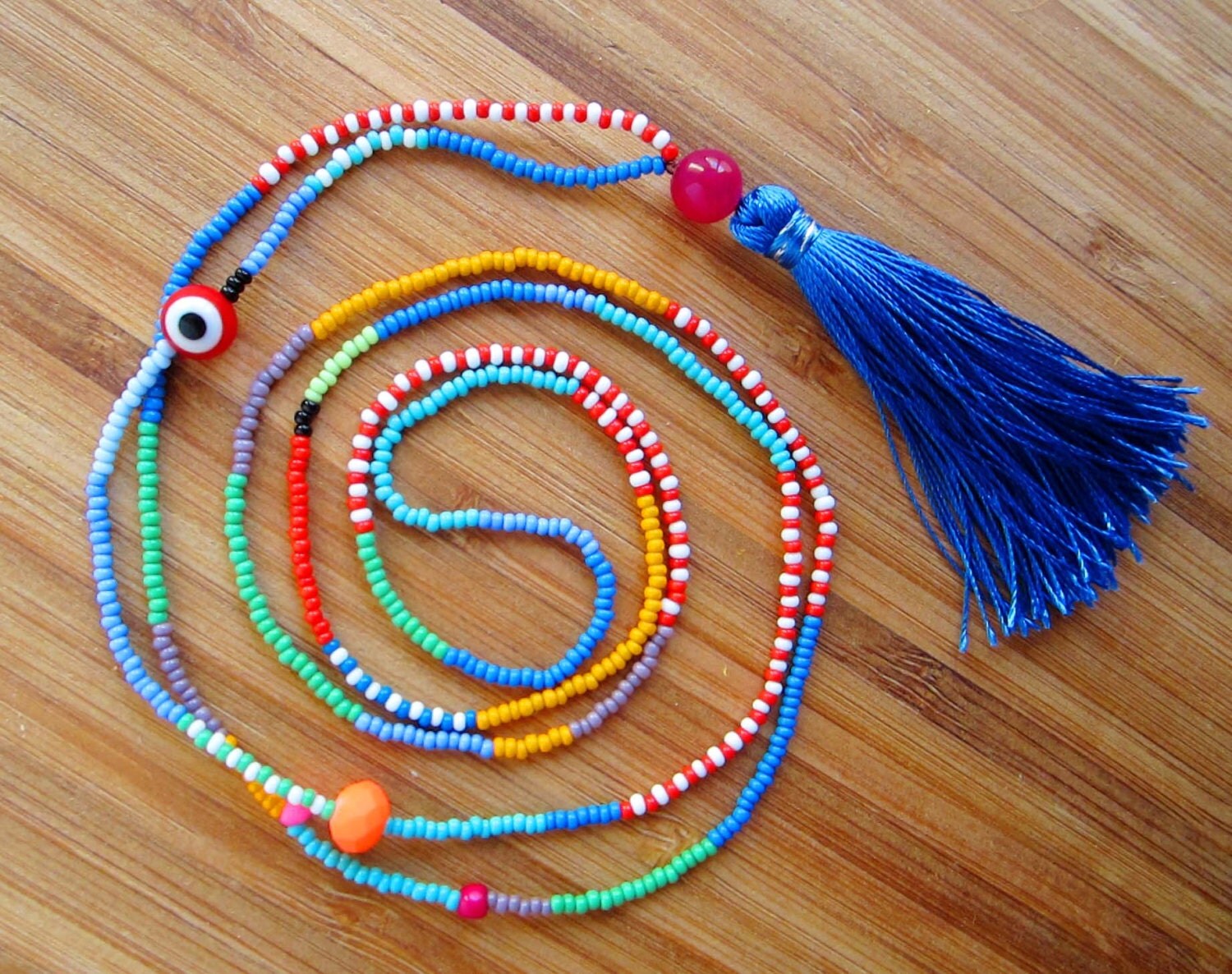 Tassel Necklace Long Tassel Necklace Blue Tassel Necklace