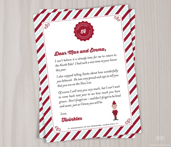 Personalized Elf On The Shelf Goodbye Letter