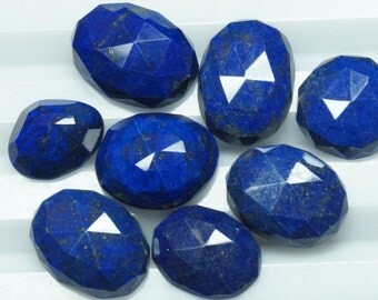 LOT 8 Pieces 100% Natural Lapis Lazuli Gemstones Irregular Rose Cut with gold flacks 12-20mm