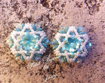 Pattern Earring Beaded Superduo- tutorial ESA-Tiffany Stars