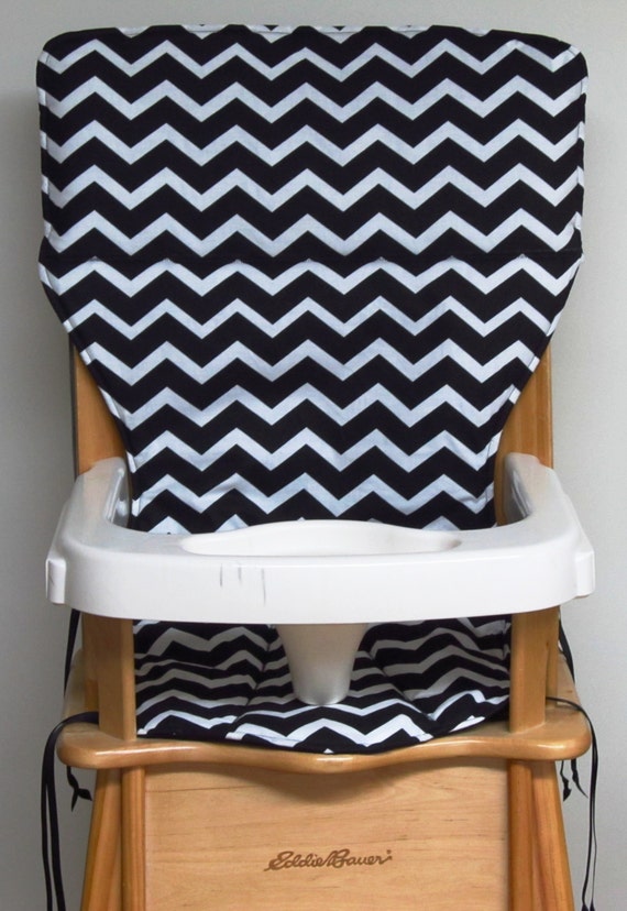 Edbauer Wooden High Chair Pad Replacement Cover Zigzag Black And