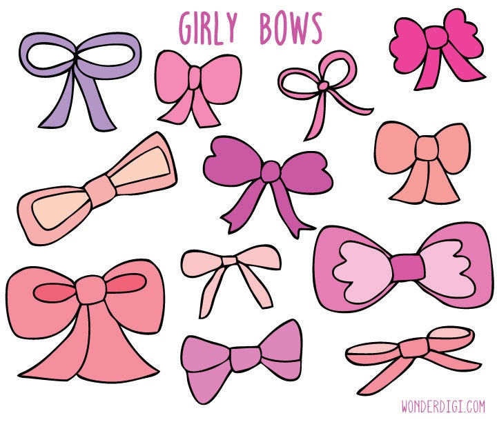 Hand drawn clip art Bows Clip Art Girly Clipart Bows