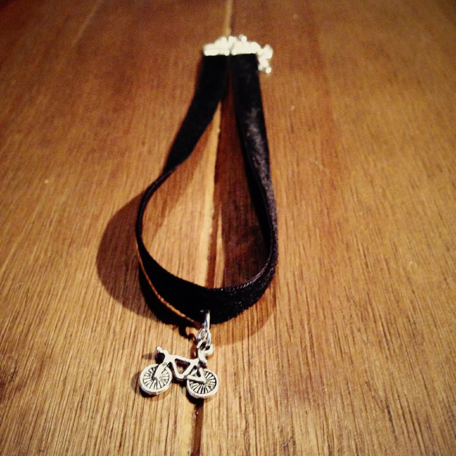 Black velvet adjustable choker necklace with by BearandBobbin