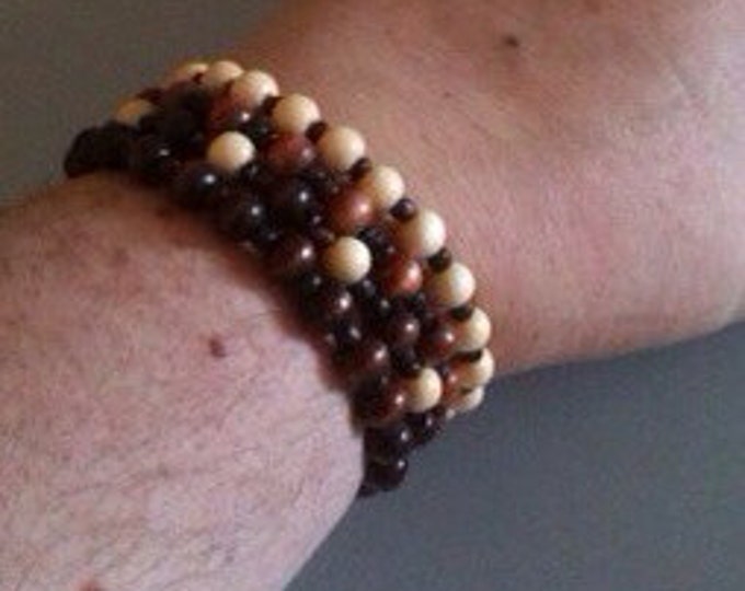 Wood and glass stacking bracelets