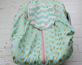 Car Seat Cover w/ Minky Interior, Heavy Duty Zipper, Elastic Edges - Multiple Fabric Choices
