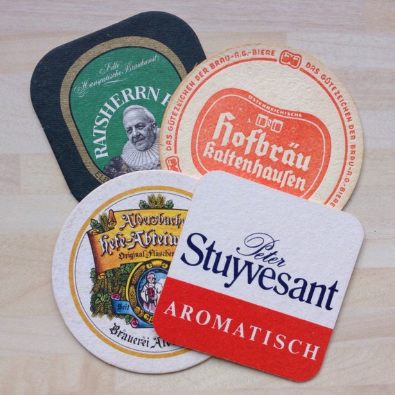 4 Vintage 1970s Beer Mats